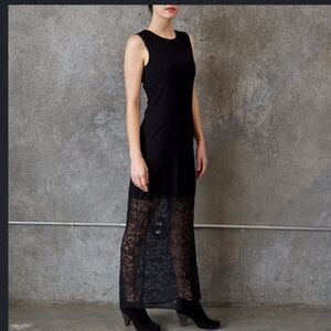 Raquel Allegra Black Mohave Lace Maxi Dress Sz XS